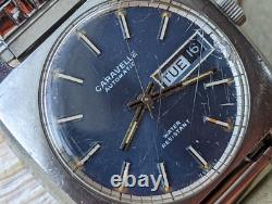 Vintage 1970 Caravelle Day-Date Watch withAS 1916 Mvmt, Runs FOR PARTS/REPAIR