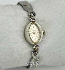 Vintage 1970 Ladies BULOVA 14k Solid White Gold Mechanical Watch 6BC (For Parts)
