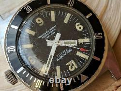 Vintage 1970's Belforte 666 FT Diver Watch withOrig Crown, Runs FOR PARTS/REPAIR