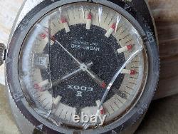 Vintage 1970's Edox Hydro-Sub 10 ATM All SS Diver withETA 2783 Mvmt FOR PARTS ONLY