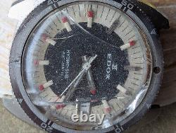 Vintage 1970's Edox Hydro-Sub 10 ATM All SS Diver withETA 2783 Mvmt FOR PARTS ONLY