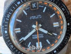 Vintage 1970's Gruen World Time All SS Diver with512 CA Mvmt, Runs FOR PARTS/REPAIR