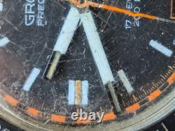Vintage 1970's Gruen World Time All SS Diver with512 CA Mvmt, Runs FOR PARTS/REPAIR