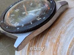 Vintage 1970's Gruen World Time All SS Diver with512 CA Mvmt, Runs FOR PARTS/REPAIR
