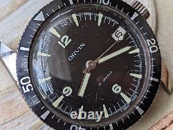 Vintage 1970's Orvin Divers Watch withWarm Patina, Runs SLOW FOR PARTS/REPAIR