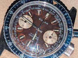 Vintage 1970s Gallet Solar Divers Chronograph withBrown Dial, Runs FOR PARTS/REPAIR