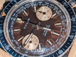 Vintage 1970s Gallet Solar Divers Chronograph withBrown Dial, Runs FOR PARTS/REPAIR