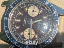 Vintage 1970s Gallet Solar Divers Chronograph withBrown Dial, Runs FOR PARTS/REPAIR