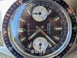 Vintage 1970s Gallet Solar Divers Chronograph withBrown Dial, Runs FOR PARTS/REPAIR