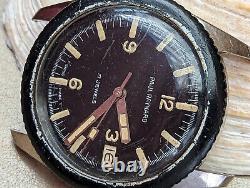 Vintage 1970s Paul Raynard 600 Feet Diver Watch withOrange Patina FOR PARTS/REPAIR