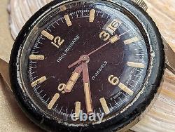 Vintage 1970s Paul Raynard 600 Feet Diver Watch withOrange Patina FOR PARTS/REPAIR
