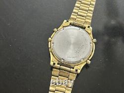 Vintage 1990 SEIKO GMT World Timer Mens 38mm Quartz Watch Gold Alarm For Parts