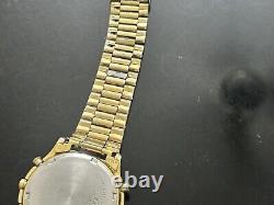 Vintage 1990 SEIKO GMT World Timer Mens 38mm Quartz Watch Gold Alarm For Parts