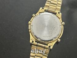 Vintage 1990 SEIKO GMT World Timer Mens 38mm Quartz Watch Gold Alarm For Parts