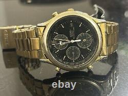 Vintage 1990 SEIKO GMT World Timer Mens 38mm Quartz Watch Gold Alarm For Parts