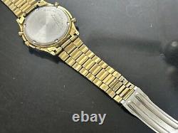 Vintage 1990 SEIKO GMT World Timer Mens 38mm Quartz Watch Gold Alarm For Parts