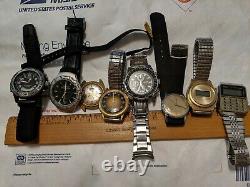 Vintage 8 Watch Lot Sports Illustrated, Helbros West Germany, Texas Instruments