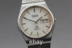 Vintage? AS-IS? SEIKO SUPERIOR Twin Quartz 9983-8000 Silver Men's Watch JAPAN