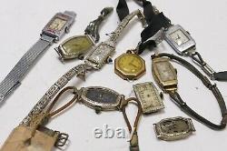 Vintage Art Deco Ladies Watches Lot of 8 Watches for Parts, Scrap or Repair