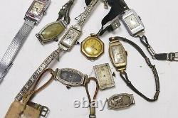 Vintage Art Deco Ladies Watches Lot of 8 Watches for Parts, Scrap or Repair