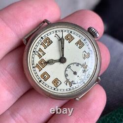 Vintage Beleco WWI Era Trench 33mm Watch Swiss Not Running for PARTS / REPAIR