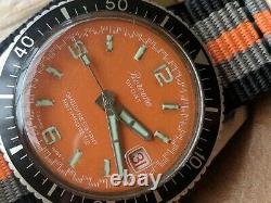 Vintage Bercona Sport Diver Watch withOrange Dial, Red Date, Runs FOR PARTS/REPAIR