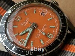 Vintage Bercona Sport Diver Watch withOrange Dial, Red Date, Runs FOR PARTS/REPAIR