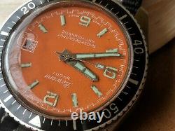 Vintage Bercona Sport Diver Watch withOrange Dial, Red Date, Runs FOR PARTS/REPAIR