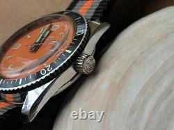 Vintage Bercona Sport Diver Watch withOrange Dial, Red Date, Runs FOR PARTS/REPAIR