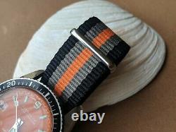 Vintage Bercona Sport Diver Watch withOrange Dial, Red Date, Runs FOR PARTS/REPAIR