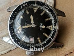 Vintage Bessa 20 ATM French Diver Watch withOrange Patina, Runs FOR PARTS/REPAIR