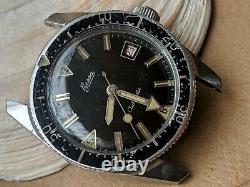 Vintage Bessa 20 ATM French Diver Watch withOrange Patina, Runs FOR PARTS/REPAIR