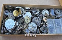 Vintage Box Filled With Mens Ladies Mechanical Watch Movement Parts Lot