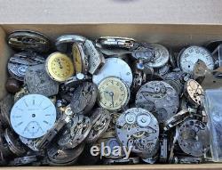 Vintage Box Filled With Mens Ladies Mechanical Watch Movement Parts Lot