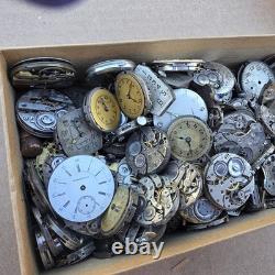Vintage Box Filled With Mens Ladies Mechanical Watch Movement Parts Lot