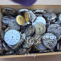 Vintage Box Filled With Mens Ladies Mechanical Watch Movement Parts Lot