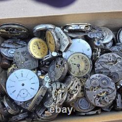 Vintage Box Filled With Mens Ladies Mechanical Watch Movement Parts Lot