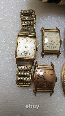 Vintage Bulova Gold Filled Watch Lot Of 12-Not Working/For Parts