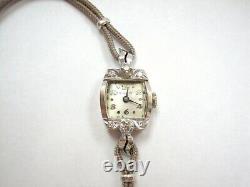 Vintage Bulova Ladies Wrist Watch Solid 14K White Gold Case withDiamonds for PARTS