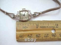Vintage Bulova Ladies Wrist Watch Solid 14K White Gold Case withDiamonds for PARTS