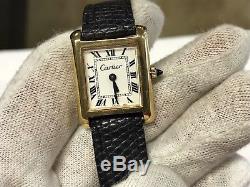 Vintage Cartier Ladies 18K Gold Electroplated Tank Watch FOR PARTS