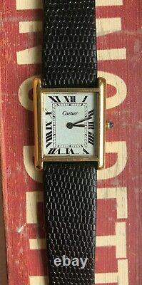 Vintage Cartier Tank Roman Numeral Dial Manual Wind Watch For Parts/ Repair