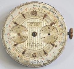Vintage Chronograph Verbena Wrist Watch Movement 17 Rubies For Parts #c232