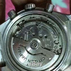 Vintage Citizen Chronograph Automatic 8110A Men's Watch For Parts MISSING DIAL