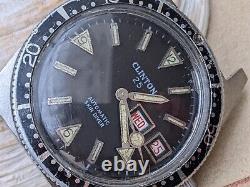 Vintage Clinton 20 ATM German Skin Diver Watch withPUW 1463, Runs FOR PARTS/REPAIR