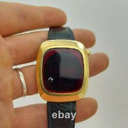 Vintage Commodore Red Led Watch Wristwatch Rare France Gold Tone