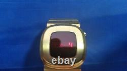 Vintage Concord LED Men's Watch 18K Gold Electroplated Case and Band for parts