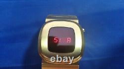 Vintage Concord LED Men's Watch 18K Gold Electroplated Case and Band for parts