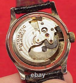 Vintage EARLY 31MM RECORD BUMPER AUTOMATIC 18J SUB SECOND WRISTWATCH SS CASE