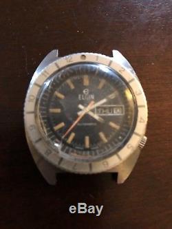 Vintage Elgin Diving Diver Day / Date Watch Stainless Not Working